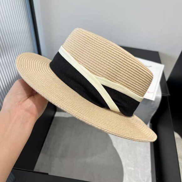 Miu Miu Straw Hat with Black Trim - Picture 3 of 5
